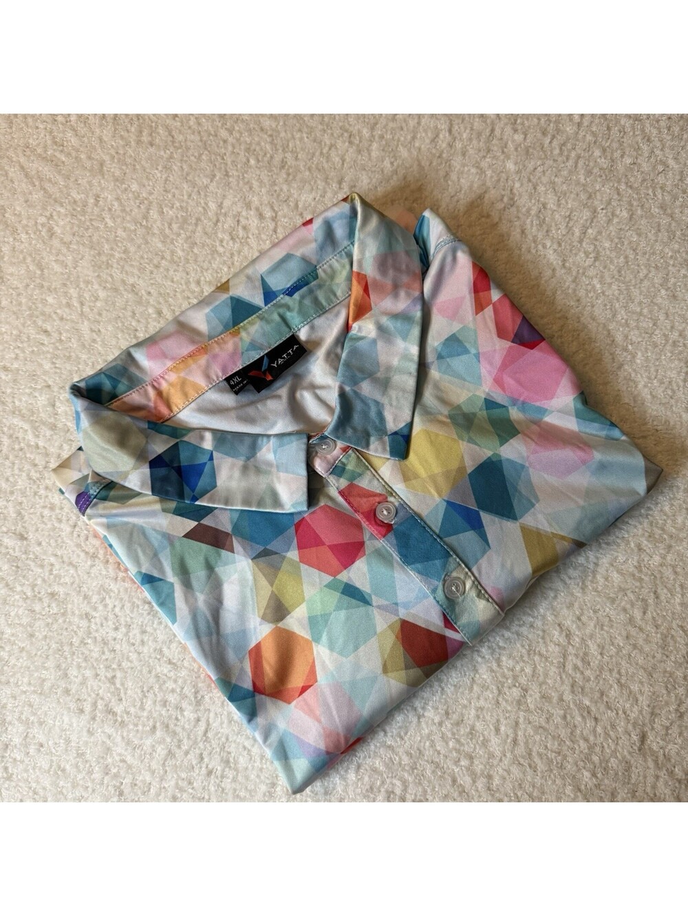 Yatta Golf Men’s 4XL Polo Shirt Colorful Geometric Print Stretch Performance